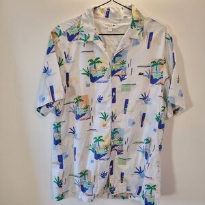 Lacoste Men's Print Cotton Voile Hawaiian Shirt - Size L